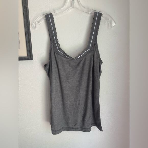 Free People Grey Only You Tank Top Square Neck - Picture 2 of 7